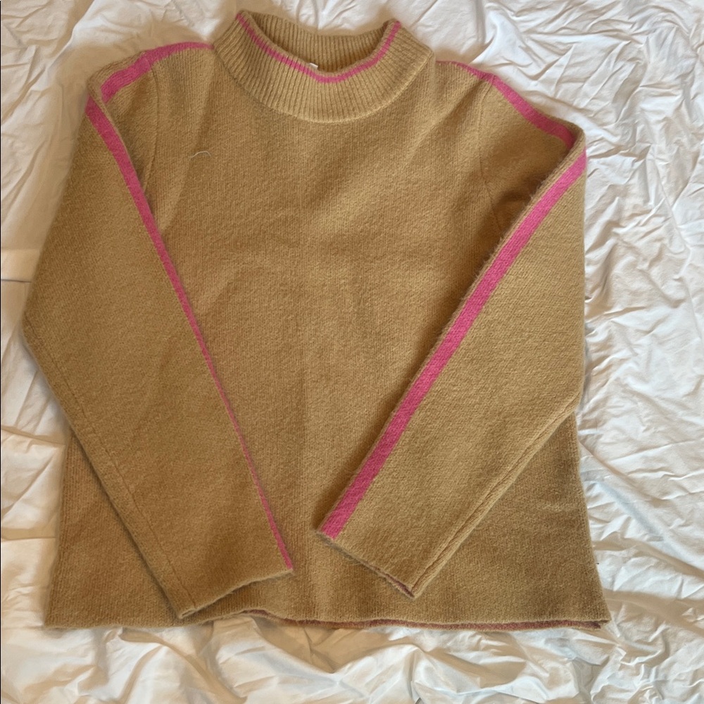 THML Tan Sweater with Pink Accents